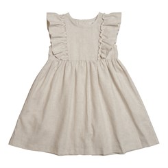 Huttelihut Isabell gestreiftes Leinenkleid - Kamel